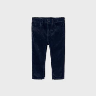 Дълъг панталон рипсено кадифе slim fit в тъмно синьо за бебе момче Майорал