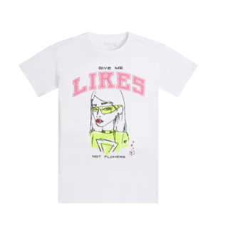 Бяла туника с къс ръкав и цветна апликация за момиче Guess