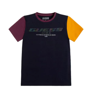 Тениска с цветни ръкави за момче Guess