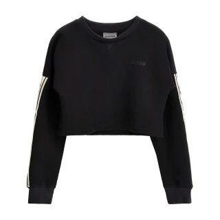 Спортна плътна блуза с дълъг ръкав в черно за момиче Guess