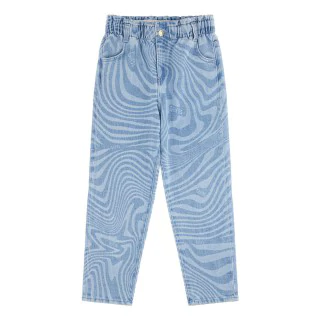 Широки дънки за момиче в светъл деним с детайли Guess