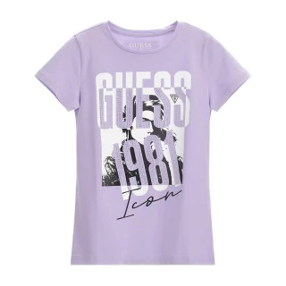 Тениска с къс ръкав в лилаво за момиче Guess с камъни