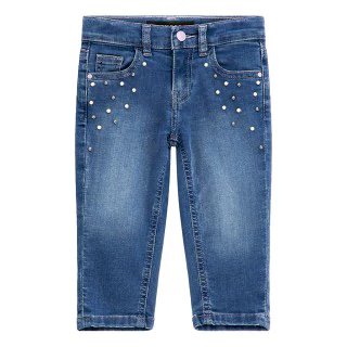 Панталон деним straight fit за момиче с перли Guess