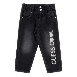 Черни свободни дънки за момиче с глитери Guess