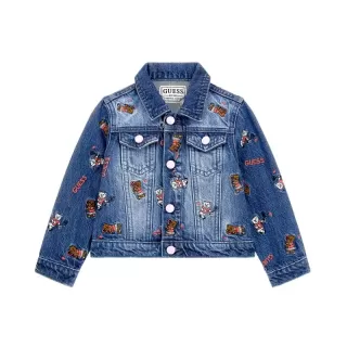 Деним яке памук за мини момиче с мечета и надписи Guess