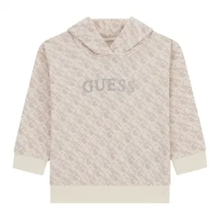 Суичър без цип в бежово за мини момиче покрит с лога Guess