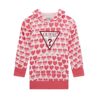 Спортна рокля с качулка за мини момиче в цвят корал със сърца Guess