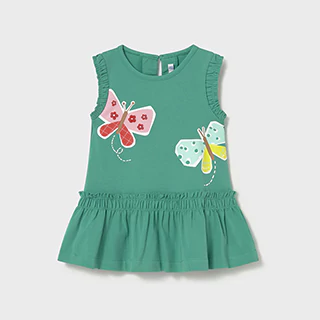 Рокля ситопечат Смарагдово пеперуди за бебе момиче Mayoral