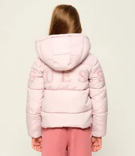 Детско розово зимно яке с качулка Guess