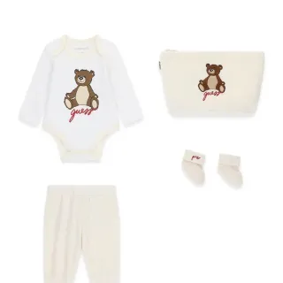 Бебешки кремав комплект от 4 части с мече Guess Bear