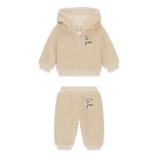 Бебешки кремав пухкав комплект от суичър и долнище с мече Guess Bear