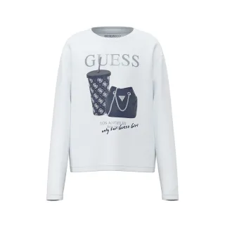 Детска блуза Guess в бяло с принт чаша и чанта