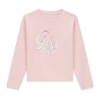 Детска блуза Guess в розово с релефно арт лого