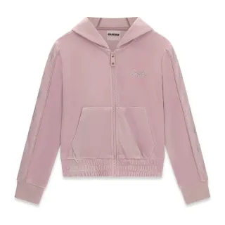 Розов спортен суичър с качулка и блестящи лога Guess