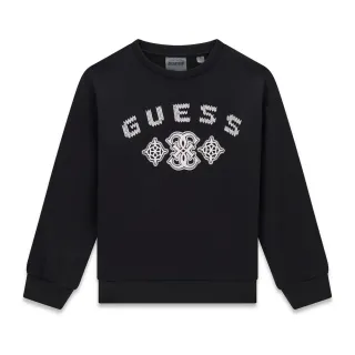 Черна спортна блуза с бродирано лого и орнаменти Guess