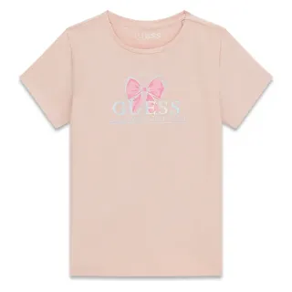 Тениска в розов цвят за момиче с розова панделка Guess