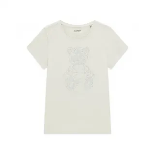 Бяла тениска за момиче с кристално мече Guess