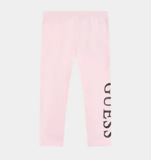 Памучен дълъг клин в розово за момиче с голям надпис Guess