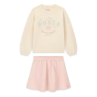 Детски комплект Guess от две части – фин пуловер с бляскаво сърце и кокетна пола