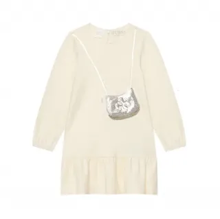 Детска кремава рокля туника с чантичка Guess