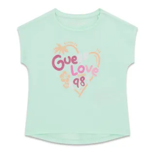 Ментова тениска за мини момиче с цветен надпис Guess