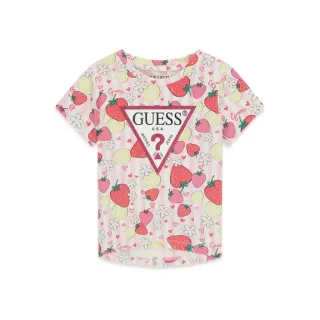 Светло розова тениска за мини момиче с плодове Guess