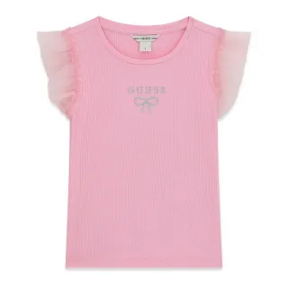 Тениска рипс за мини момиче в розово с тюлени ръкави Guess