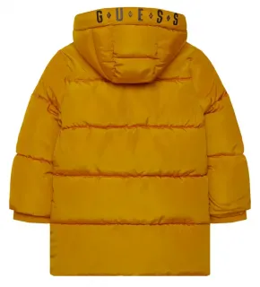 Дълго детско зимно яке парка GUESS с качулка и лого