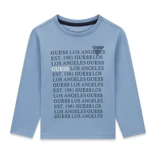 Светлосиня детска блуза GUESS с дълъг ръкав и повтарящо се лого