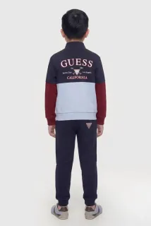 Спортен екип в тъмно синьо и вишнаво за мини момче Guess