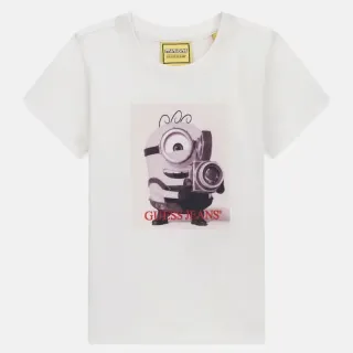 Бяла памучна тениска GUESS KIDS x Minions