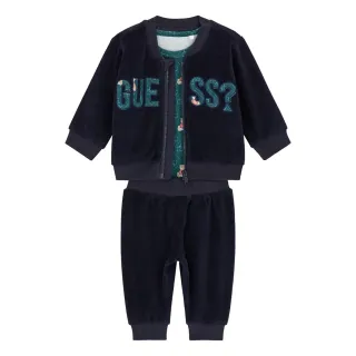 Бебешки плюшен комплект от три части Guess Bear – тъмносин суитшърт, долнище и боди с мечета