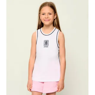 Бял потник за момиче с черни ивици и детайли Guess